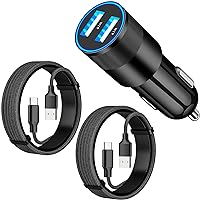 [Apple MFi Certified] iPhone 15 Fast Car Charger, KYOHAYA 4.8A USB Power iPhone Car Charger Fast Charging Cigarette Lighter+2Pack USB-C Type-C Braided Cord for iPhone 15/15 Plus/15 Pro/15 Pro Max/iPad
