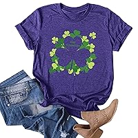 Blouses for Women Fashion 2024 Spring Tops Women T Shirt Four Leaf Printing Casual Loose Fit Round Neck Short