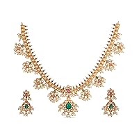 TARINIKA Gold-plated Brass Premal Antique Indian Jewelry Necklace Set for Women & Girls | Indian Jewelry | 1-Year Warranty | CZ Stones, Metal, Cubic Zirconia