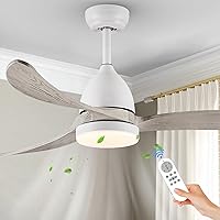Gold and White Ceiling Fan with Light 3-Blade Weathered Wood Ceiling Fan Remote Control 52in Modern Farmhouse Ceiling Fan Light for Bedroom Kitchen Living Room Patio Indoor Outdoor