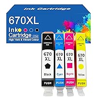 Compatible for 670 XL Ink Cartridges for HP 670 670 XL Ink Cartridge Replacement for HP Deskjet Ink Advantage 3525 4615 4620 4625 5525 6526 Printers