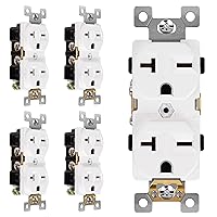 ENERLITES Duplex Receptacle, 20 Amp Electrical Wall Outlet, Industrial Grade, 2-Pole, 3-Wire, 20A 250V, UL Listed, 62081-W-5PCS, White, 5 Pack
