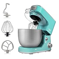 CUSIMAX Stand Mixer with 5-QT Stainless Steel Bowl, Tilt-Head Kitchen Electric Mixer with Dough Hook, Mixing Beater and Whisk, Splash Guard (Green)