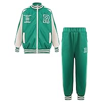 Kids Girls Boys 2 Piece Athletic Tracksuit Sweatsuit Zip-Up Long Sleeve Sweatshirt and Jogger Sweatpants Set