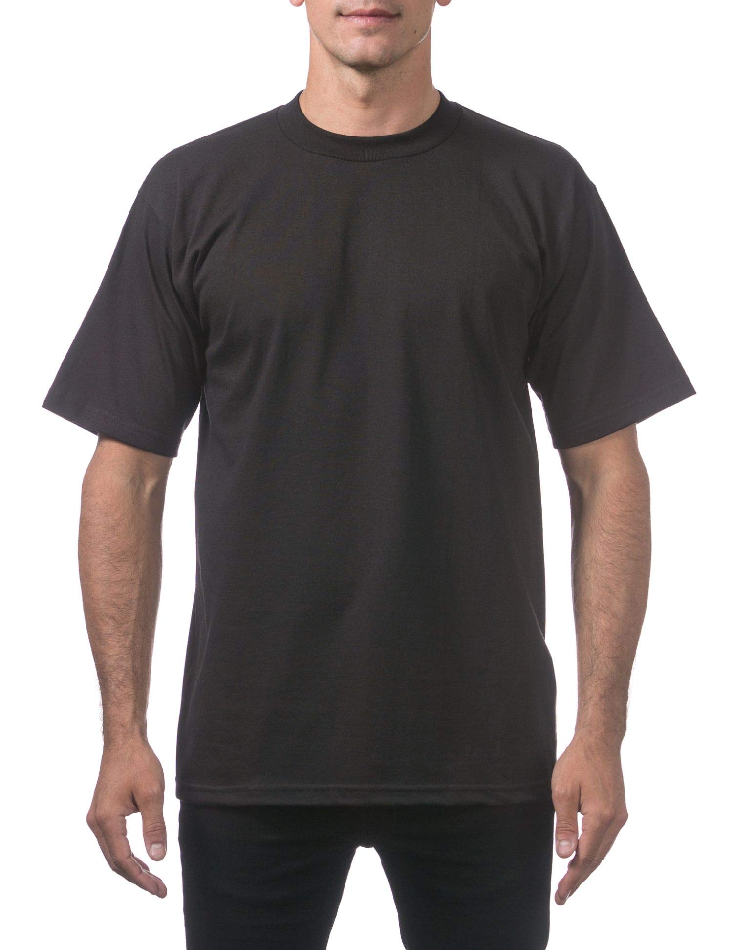 Pro Club Men's 12-Pack Heavyweight Cotton Short Sleeve Crew Neck T-Shirt, Black, 4X-Large