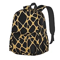 Gold And Black Marble Backpack Print Shoulder Canvas Bag Travel Large Capacity Casual Daypack With Side Pockets