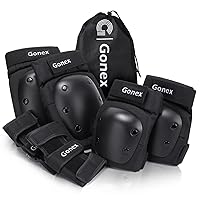 Gonex Knee Pads Elbow Pads with Wrist Guards, Kids Youth Adult Skateboard Skate Pads 3 in 1 Protective Gear Set for Skateboarding Skating Roller Skating Scooter Cycling Biking Bicycle, Black M