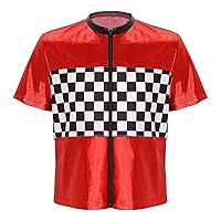 YiZYiF Race Car Driver Costume for Kids Boys Girls Short Sleeve Zipper Shirt Halloween Cosplay Top Outfits