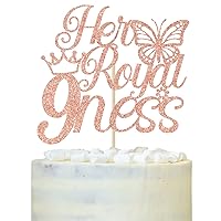 Happy 9th Birthday Cake Topper, Her Royal 9ness, 9 on Could, Girls 9th Birthday Party Decorations Rose Gold Glitter