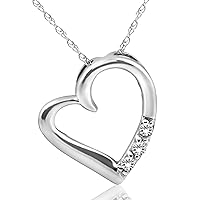 P3 POMPEII3 Diamond Heart Pendant Necklace 3-Stone 10K White Gold