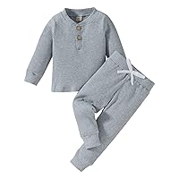 Toddler Boy Fall Clothes 2T 3T 4T 5T Outfits Winter Long Sleeve Knitted Cotton Tops & Pants Sets Solid Color