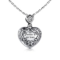 925 Sterling Silver Always In My Heart Urn Necklace Ashes Holder Keepsake Memorial Pendant Heart Cremation Jewelry