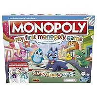 My First Monopoly Game, Board Game for Kids Ages 4+, 2-Sided Gameboard, Playful Teaching Tools for Families, Multicolor