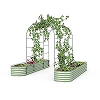 Vego Garden Modular Arched Trellis System Triple Section 7.0' Long Trellis for 2.5' x 9.5' (10 in 1) Garden Bed