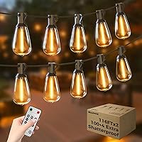 Woolmug Outdoor String Lights Total 232FT Patio Lights with Remote 100+4 Extra Shatterproof ST38 LED Vintage Edison Bulbs, Outside Lights Waterproof for Porch Deck Garden Backyard Balcony【Dimmable】