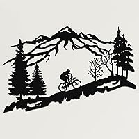 DEKADRON Metal Biker Wall Art, Mountain Tree and Cyclist Themed Wall Art, Metal Wall Decor, Bicycle Lover Gift, Home Decoration, Wall Hangings (18