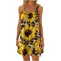 Women Plus Size Sundresses Sleeveless Tshirt Dress Casual Flowy Dress Loose Mini Dress 2023 Summer Clothing