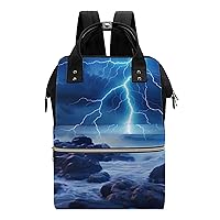 Ocean Thundering Storm Diaper Bag for Women Large Capacity Daypack Waterproof Mommy Bag Travel Laptop Backpack