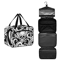 Skull Octopus Toiletry Bag for Women Travel Makeup Bag Organizer with Hanging Hook Cosmetic Bags Hanging Toiletry Bag for Women Men Travel Bag for Toiletries Brushes Accessories Shampoo