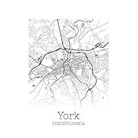 York Pennsylvania: 6x9 Blank Lined City Graphic Map Journal