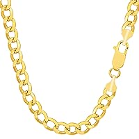 Jewelry Affairs 14K Yellow Gold Flled Solid Curb Chain Necklace, 7.0mm