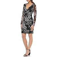 GUESS Women's Screen Printed Lace V-Neck Dress