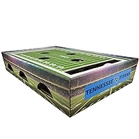 NFL Tennessee Titans Football Stadium Cat Scratcher Find & Play Cat Box. Game Day Cat Toy with 2 Cat Jingle Bell Balls. NFL Football Field Felt Cat Scratcher Play and Lounge Stimulating Cat Game