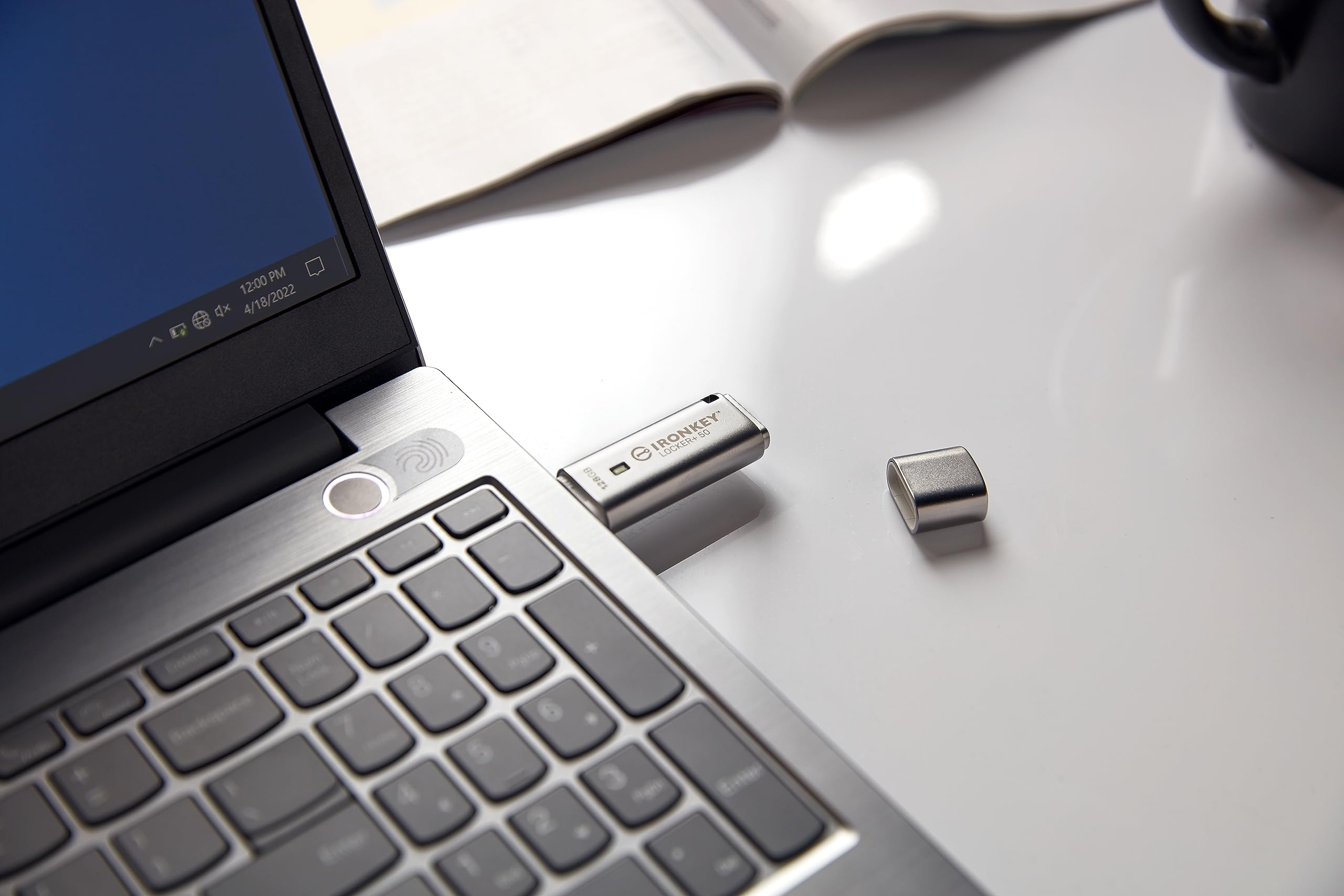 Kingston Ironkey Locker+ 50 64GB Encrypted USB Flash Drive | USB 3.2 Gen 1 | XTS-AES Protection & TAA Compliant | Multi-Password Security Options | Automatic Cloud Backup | Metal Casing | IKLP50/64GB