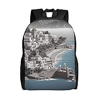 Seaside City Backpack Casual Travel Daypack Lightweight Laptop Bags Laptop Backpacks For Women Men