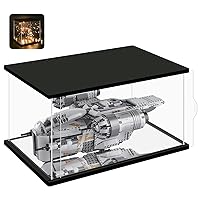 NONEMEY Clear Acrylic Display Case with Two Kind of Lights for Lego Star Wars 75292，Dustproof Model Showcase Organizer Box, Display Case for Collectibles (17.7x13.7x8.2inch,45x35x21cm)