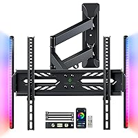 Greenstell TV Wall Mount with LED Lights, Full Motion TV Mount for 26-65 inch TVs, DIY TV Backlights with Music Sync, Swivel, Tilt, Single Articulating Arm, Max VESA 400x400mm, Holds up to 88lbs