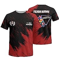Customize Billiard Themed T Shirt Printed Tee Shirt with Red and Black Paint Smear Pattern Graphic On it for Pool Player