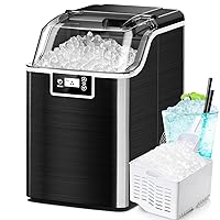 Kndko Nugget Ice Maker Countertop, Crushed Ice Maker, 45lbs/Day, 24H Timer, Self Cleaning Ice Maker Nugget Ice Cubes for Home Bar Party,Stainless Steel Black