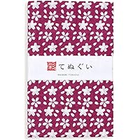 irodori Japanese Traditional Towel Tenugui Sakura Purple 12.99 x 34.64 in with Tenugui Iroha (English Manual)