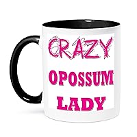 Crazy Opossum Lady Two Tone Mug, 1 Count (Pack of 1), Black