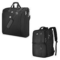 MATEIN Garment Bags for Travel, Large Double Layer Suit Bags with Shoulder Strap for Men Women, Foldable Carry On Garment Bags for Hanging Clothes, Convertible Business Luggage Weekender Bags, Black