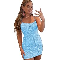 Spaghetti Straps Applique Tight Prom Cocktail Dresses 2024 Open Back Short Homecomiing Dress