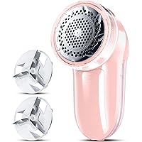 Fabric Shaver, Lint Remover, Bymore Lint Shaver Defuzzer Sweater Shaver for Clothes and Furniture AC Adapter or Battery Operated Pill Fuzz Remover (Pink)