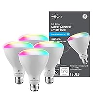 GE CYNC BR30 LED Smart Light Bulbs, Indoor Floodlight Bulb, Color Changing Light Bulb, WiFi Lights, Works with Amazon Alexa and Google Assistant, 9.5 Watts (4 Pack)