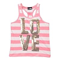 Pink Striped Tank with Gold Love Sequins