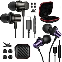 2-Pack USB C Headphone Type C Earphone HiFi Stereo Wired Earbuds for Google Pixel 6a 7a 7 6 Samsung A53 A54 S23 Ultra in-Ear Noise Canceling Bass Corded Headset with Mic for Galaxy S22 S21 S20 FE