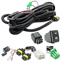 H11 H8 Fog Light Wiring Harness for 2007-2012 Honda Civic 2009-2014 A'cura TL TSX w/OEM Style ON/Off Switch Kit & 40A 4-Pin Relay Fog Lamps Socket Wire Connector for LED Fog Driving Lights