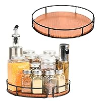 Set of 2, 10 Inch Lazy Susan Organizer - Non-Skid Wood Turntable Organizer for Cabinet, Pantry, Kitchen Countertop, Refrigerator, Spice Rack