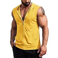 COOFANDY Men's Workout Hooded Tank Tops 2 Pack Zip Up Sleeveless Gym Shirts Muscle Cut Off T Shirt Bodybuilding Hoodies