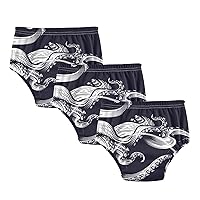 ALAZA Hand Drawn Octopus Animal Navy Blue Cotton Potty Training Underwear Pants for Toddler Girls Boys, 2t, 3t, 4t, 5t