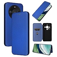 ZORSOME for Huawei Mate 60 Pro Flip Case,Carbon Fiber PU + TPU Hybrid Case Shockproof Wallet Case Cover with Strap,Kickstand,Stand Wallet Case for Huawei Mate 60 Pro,Blue