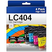 LC404 4PKS High Yield Compatible Ink Cartridges Replacement for Brother LC 404 LC-404 LC404BK to Use with MFC-J1205W MFC-J1215W (4-Pack, Black Cyan Magenta Yellow)