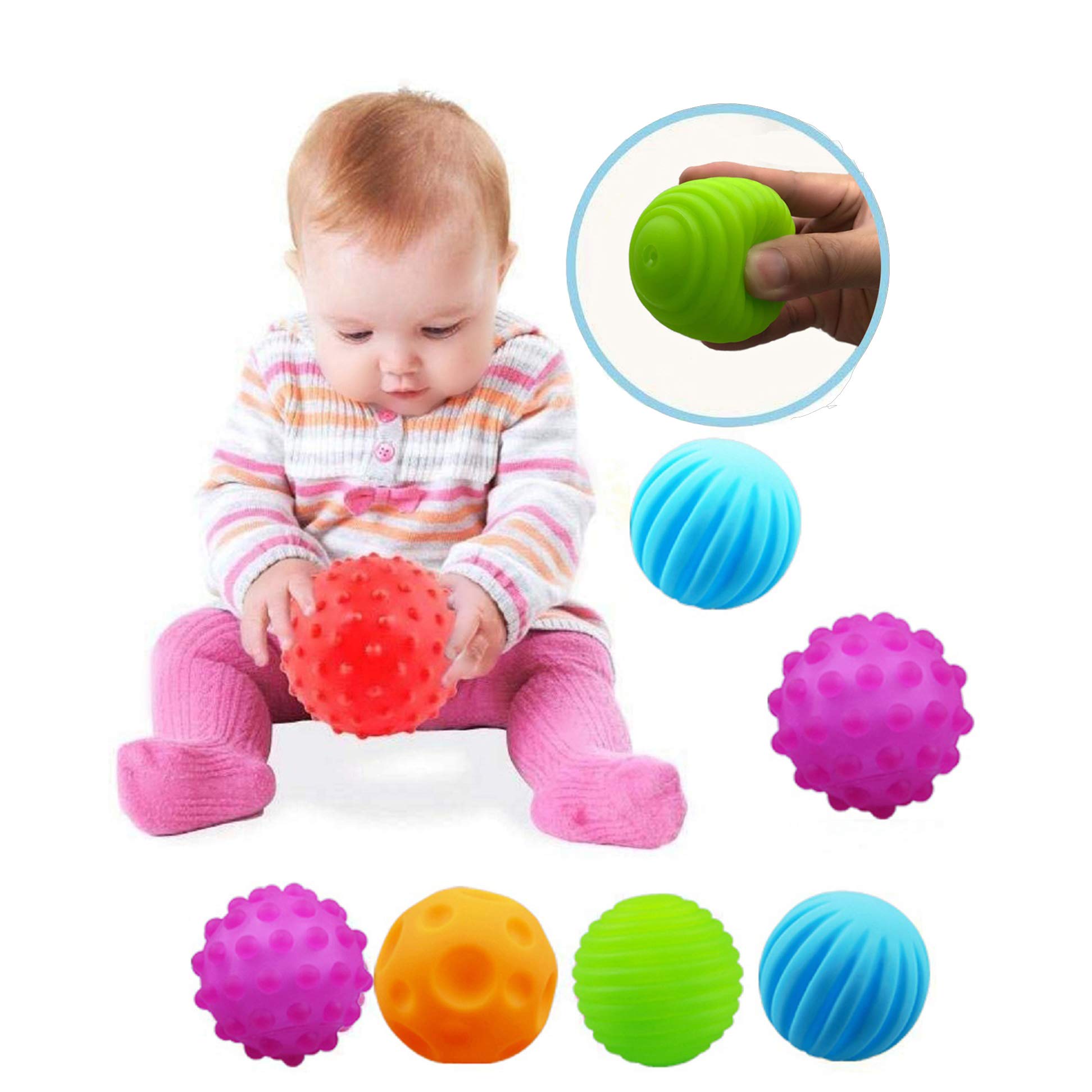 ROHSCE 12 Pcs Sensory Balls Kit, Montessori Toys for Babies 3 Months+, Educational Toys for Babies 6-12 Months, Textured Multi Ball Set
