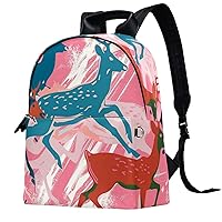 Travel Backpack,Small Backpack,Carry on Backpack,Christmas Geometric Colorful Deer,Backpack
