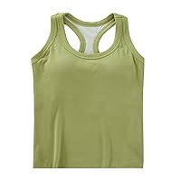 Sports Crop Tank Tops for Women Padded Cropped Workout Tops Racerback Running Yoga Tanks Summer Sleeveless Gym Shirts